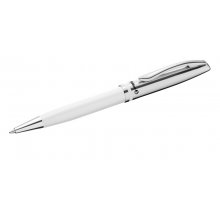 Pelikan Jazz Classic Boligrafo Retractil - Trazo de 1mm - Mecanismo de Giro - Capuchon y Clip Cromados - Recambio 337M Negro - Estuche de Regalo - Color Blanco