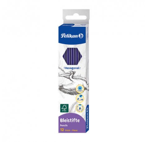 Pelikan Lapiz Hexagonal de Madera HB - Punta de Grafito - Mina Resistente (12 uds)