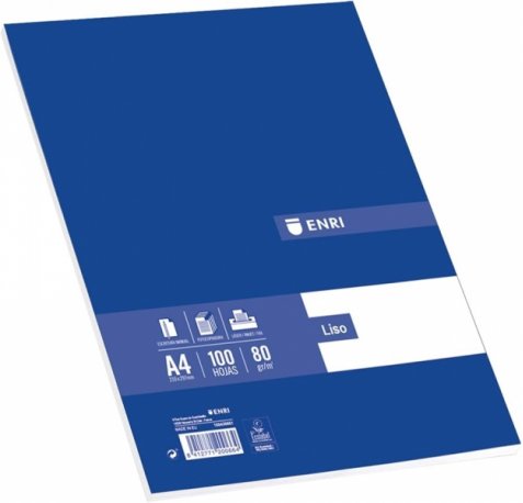 Enri A4 Resmilleria Liso 100 Hojas - Papel de Alta Calidad - Tamaño Estandar A4 - 100 Hojas - Color Azul (30 uds)