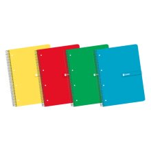 Enri A4+ Europeanbook - Tapa Dura Resistente - Espiral de Alta Calidad - 120 Hojas de Papel Cuadriculado 5x5 - Colores Surtidos (5 uds)