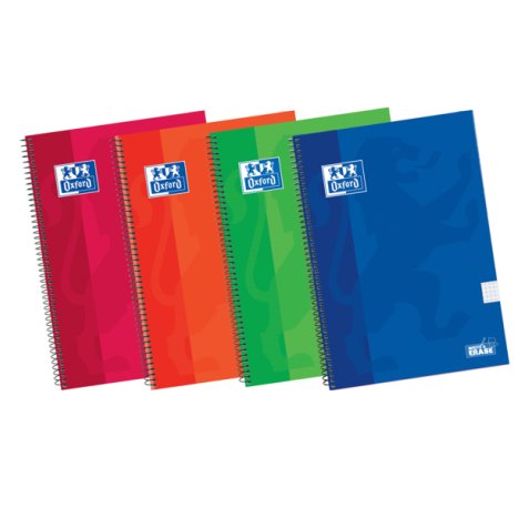 Oxford School Classic Write&Erase 4º Cuaderno Espiral - Tapa Extradura Resistente - 4x4 con Margen - 80 Hojas - Colores Surtidos (5 uds)