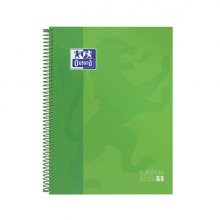 Oxford Europeanbook 1 Cuaderno Espiral Formato A4+ Cuadriculado 5x5mm - 80 Hojas - Banda de Color - Tapa Extradura Brillante - Color Verde Manzana
