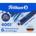 Pelikan Caja de 6 Cartuchos 4001 TP/6 - Tinta de Alta Calidad - Compatible con Plumas Estilograficas - Color Azul/Negro