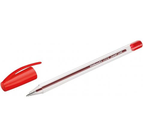 Pelikan Boligrafo Stick Super Soft - Trazo 1mm - Empuñadura Triangular - Formula de Tinta Super Fluida - Color Rojo (50 uds)