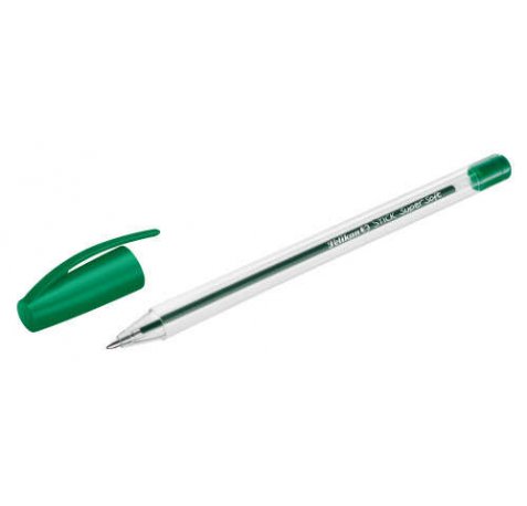 Pelikan Bolígrafo Stick Super Soft - Trazo 1mm - Tinta Super Fluida - Empuñadura triangular - Color Verde (50 uds)