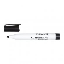 Pelikan 741F Rotulador para Pizarra Blanca - Punta de 2mm - Capuchon Antisecado - Borrable en Seco - Color Negro (10 uds)