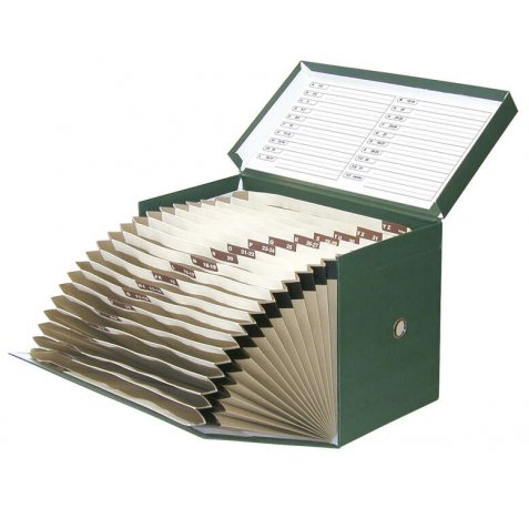 Elba Caja de Transferencia con Fuelle - Tamaño 25x38.5cm - Resistente y Duradera - Color Verde