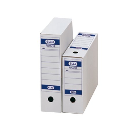 Elba Caja de Archivo Definitivo Folio - Resistente y Duradera - Tamaño Folio - Ideal para Organizar Documentos - Color Blanco y Azul