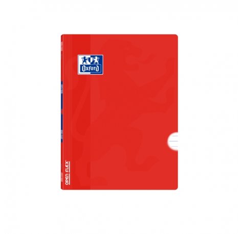 Oxford School Classic Openflex A5+ Libreta Grapada - Tapa de Plastico Resistente - 1 Linea con Margen - 48 Hojas de Papel de Alta Calidad - Color Rojo (10 uds)