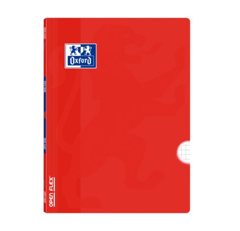 Oxford School Classic Openflex A4 - Tapa de Plastico Resistente - Libreta Grapada 4x4 con Margen - 48 Hojas de Alta Calidad - Color Rojo (10 uds)