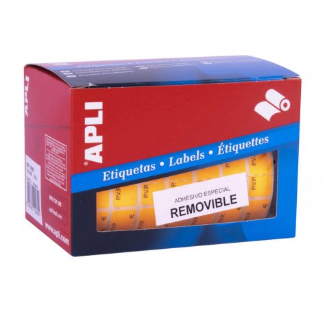 Apli Rollo Etiquetas PVP Naranja Fluorescente Removibles 12.0 x 18.0mm