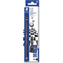 Staedtler Mars Lumograph Black Artist Pencil 100B Lapiz de Grafito - Mina 2B - Resistencia a la Rotura - Madera de Bosques Sostenibles (12 uds)