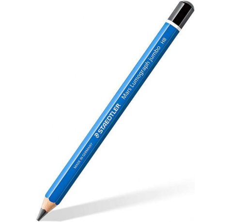 Staedtler Mars Lumograph Jumbo 100J Pack de 5 Lapices de Grafito - Acabados Metalicos - Diametro de Mina 5.3mm Aprox - Graduaciones Surtidas