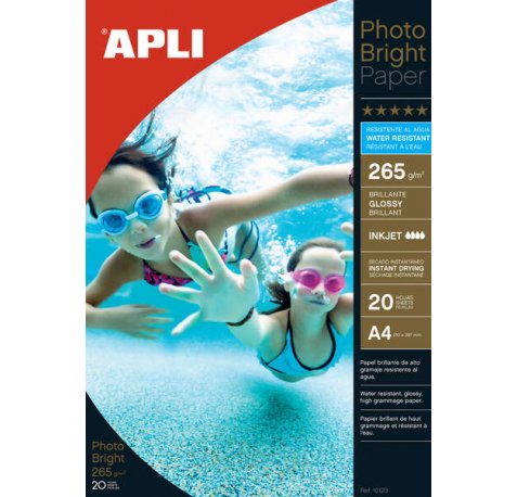 Apli Papel Fotografico Photobright Resistente Al Agua A4 265g 20 Hojas