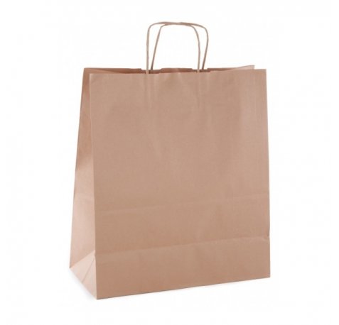 Apli Pack de 50 Bolsas Kraft - Alta Resistencia - Asas Rizadas - Reutilizables y Reciclables - Color Marron