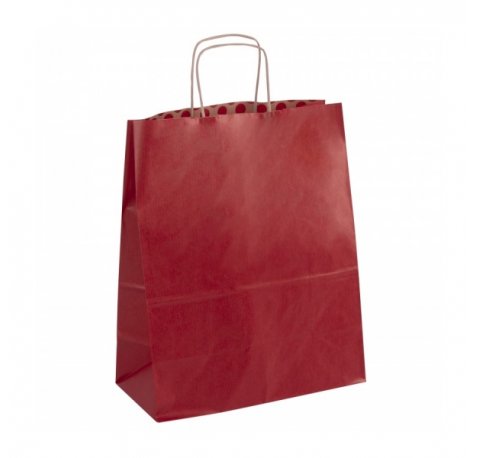 Apli Pack de 50 Bolsas Kraft - Alta Resistencia - Asas Rizadas - Reutilizables y Reciclables - Color Rojo