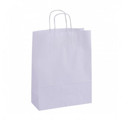 Apli Pack de 50 Bolsas Kraft - Alta Resistencia - Asas Rizadas - Reutilizables y Reciclables - Color Blanco