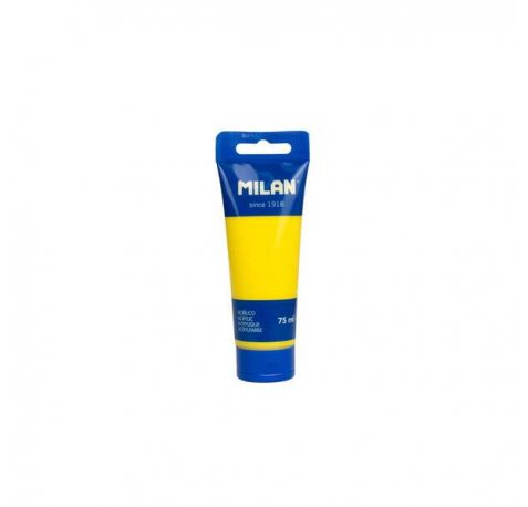 Milan Tubo de Pintura Acrilica 75ml - Pigmentos de Alta Calidad - Mezclable - Color Amarillo (6 uds)