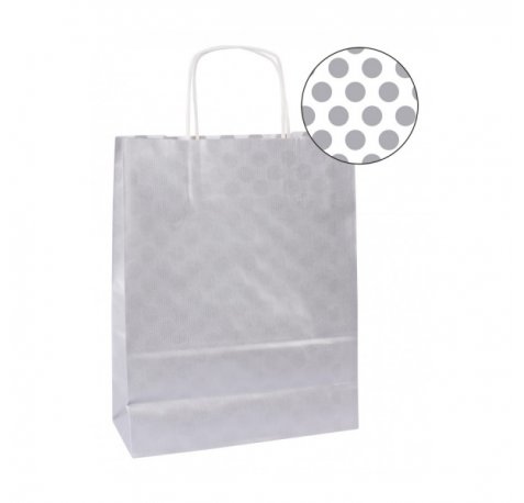 Apli Pack de 50 Bolsas Kraft - Alta Resistencia - Asas Rizadas - Reutilizables y Reciclables - Color Plata