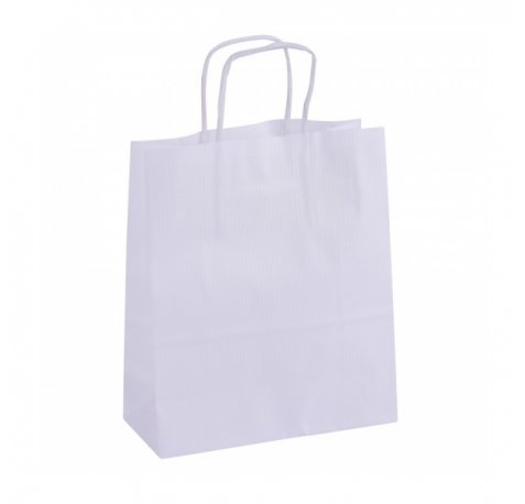 Apli Pack de 50 Bolsas Kraft - Alta Resistencia - Asas rizadas - Reutilizables y reciclables - Color Blanco