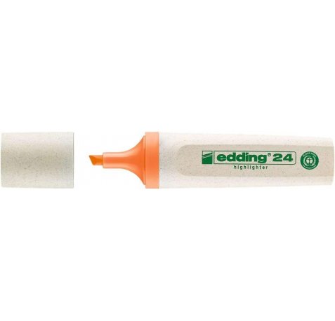 Edding 24 EcoLine Marcador Fluorescente - Punta Biselada - Trazo entre 2-5mm - 90% de Plastico Reciclado - Etiqueta Ecologica Blue Angel - Color Naranja (10 uds)