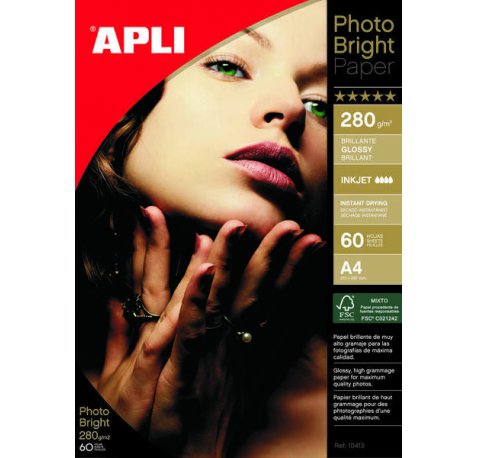 Apli Papel Fotografico Photobright A4 280g 60 Hojas