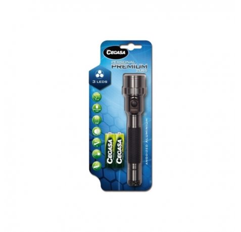Cegasa Personal Premium Linterna 20lm - Fabicada en Aluminio Anodizado - Resistencia a Golpes y Humedad - Funciona con 2 Pilas LR6 (Incluidas)