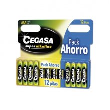 Cegasa Super Alcaline Pack de 12 Pilas LR03 AAA - Alta Tecnologia - Fiabilidad - Elevado Rendimiento - Maximas Prestaciones