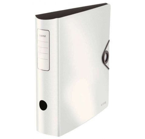 Leitz Archivador de Palanca Active Solid - Mecanismo de 180°, 75mm - Capacidad 500 Hojas A4 - Cierre Elastico - Fundas Interiores - Lomo Redondeado - Blanco PP Polyfoam