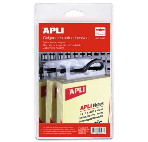 Apli Colgadores Autoadhesivos Eurohole 34x48mm - Ideal para Productos de Bajo y Medio Peso - Bolsa con 100 Unidades (5 uds)