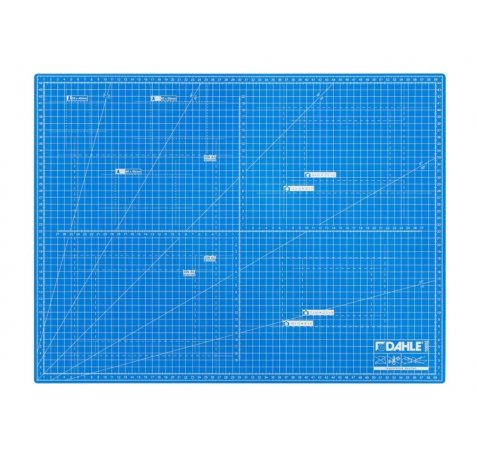 Dahle 10692 Plancha de Corte A2 45x60cm - 5 Capas con Nucleo Resistente al Corte - Lineas de Orientacion - Color Azul