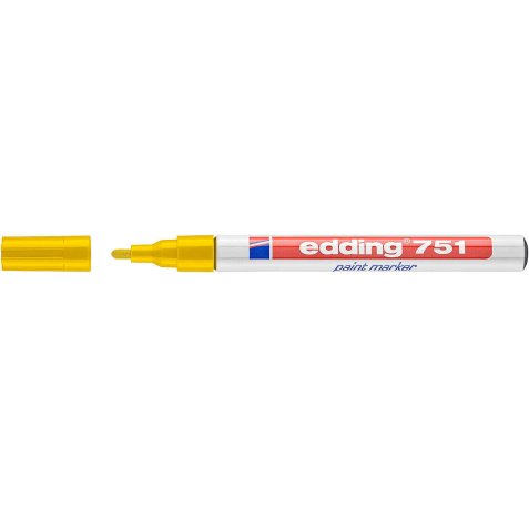 Edding 751 Rotulador Permanente - Punta Redonda - Trazo entre 1 y 2 mm. - Tinta Opaca - Secado Rapido - Color Amarillo (10 uds)