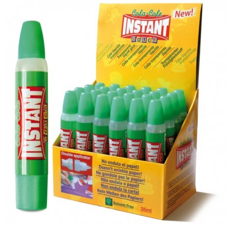 Instant Educa Pegamento Transparente 35ml - Doble Aplicador - A Base de Componentes Naturales - Sin Disolventes - Transparente (24 uds)
