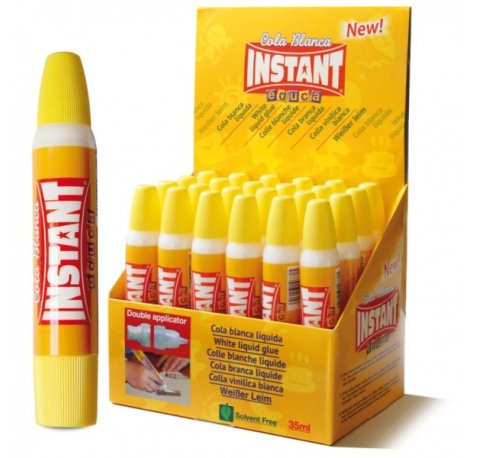 Instant Educa Cola Blanca 35ml - Doble Aplicador - A Base de Componentes Naturales - Sin Disolventes - Color Blanco (24 uds)
