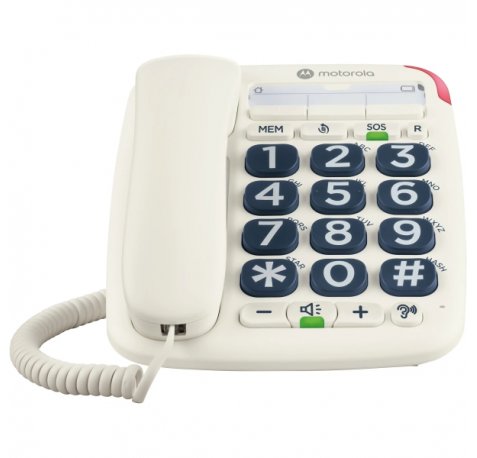 Motorola CT200 Telefono Fijo - Teclas Grandes - Buzon de Voz con Indicador LED - Color Blanco