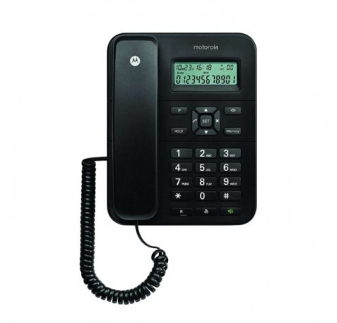 Motorola CT202 Telefono Fijo - Manos Libres - Identificador de Llamadas - Color Negro