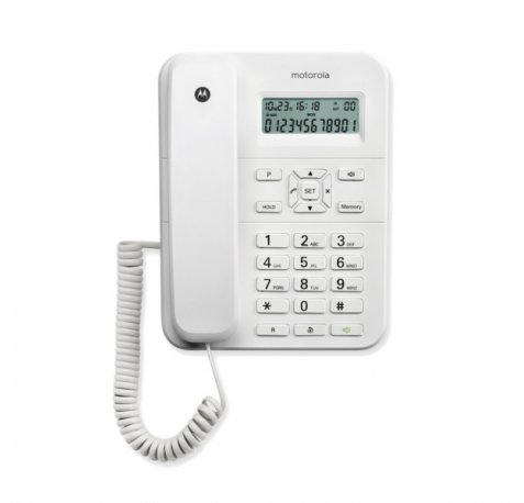 Motorola CT202 Telefono Fijo - Manos Libres - Identificador de Llamadas - Color Blanco