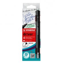 Stabilo Dr!ver Pack de 4 Rotuladores de Punta Fina 0.4mm - Tinta a Prueba de Manchas, Inodora y con Base al Agua - Fabricado con 94% de Bioplastico - Colores Surtidos
