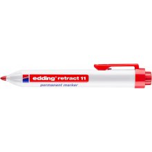 Edding Retract 11 Rotulador Permanente Retractil - Punta Redonda - Trazo entre 1.5 y 3mm - Recargable - Secado Rapido - Color Rojo (10 uds)
