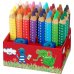 Faber-Castell Grippy Pack con 32 Lapices de Colores Gruesos Mina XXL Suave + 2 Sacapuntas - 2 Lapices por Color - Forma Triangular con Grip - Colores Surtidos