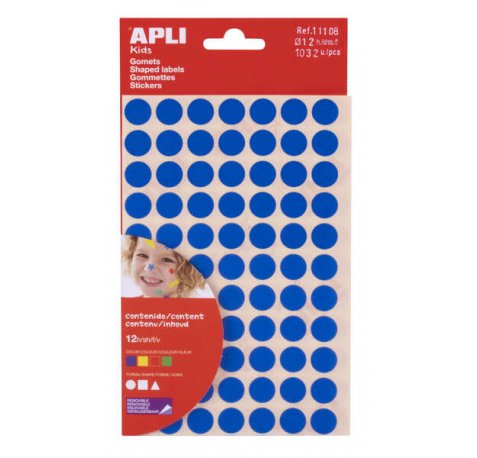 Apli Bolsa de Gomets Adhesivo Permanente - 1032 Gomets - Colores, Formas y Tamaños Surtidos - Normas EN-71 y FSC - Adhesivo Base Agua - Libres de Disolventes - Papeles ECF - Materiales 100% Reciclables (10 uds)