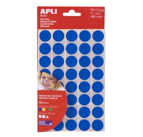 Apli Bolsa de Gomets Adhesivo Permanente - 468 Gomets Surtidos - Ideal para Desarrollar Habilidades y Psicomotricidad Fina (10 uds)