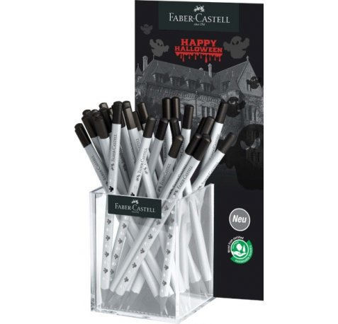 Faber-Castell Expositor con 36 Lapices de Grafito HB DiseÃ±o Halloween - Mina Resistente a la Rotura - Cuerpo Decorado con Calaveras y Fantasmas
