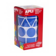 Apli Rollo de Gomets con Formas Surtidas - Adhesivo Permanente - 1.357 Gomets - Ideal para Guarderias - Desarrolla Psicomotricidad Fina - Adhesivo Base Agua - Color Azul