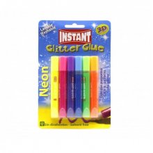 Instant Glitter Glue Neon Pack de 6 Tubos de Pegamento con Purpurina 10.5ml - Para Distintas Superficies - Sin Disolventes - Colores Neon Surtidos (6 uds)