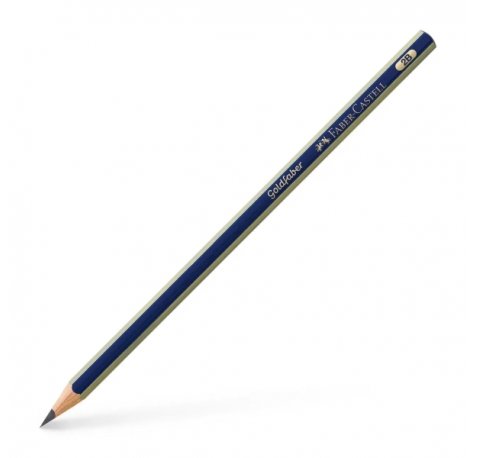 Faber-Castell Goldfaber 1221 Lapiz de Grafito 2B - Alta Calidad - Resistente a la Rotura - Cuerpo en Azul y Rayas Doradas (12 uds)