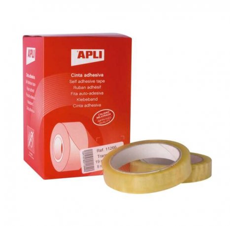 Apli Pack de 8 Cintas Adhesivas Transparente 19 mm x 66 m