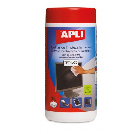 Apli Toallitas Humedas Anti-Estaticas - 100 Unidades - Limpieza y Mejora Del Rendimiento de Equipos Electronicos - Ideal para Pantallas TFT y LCD