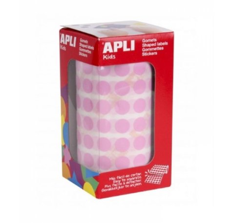 Apli Rollo de Gomets Redondos - Adhesivo Permanente - 5.192 Gomets - Fomenta la Psicomotricidad - Adhesivo Base Agua - Libre de Disolventes