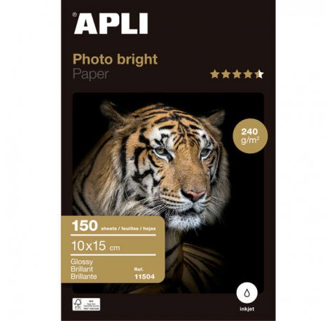 Apli Papel Fotografico Photobright 10 x 15 cm 240g 150 Hojas